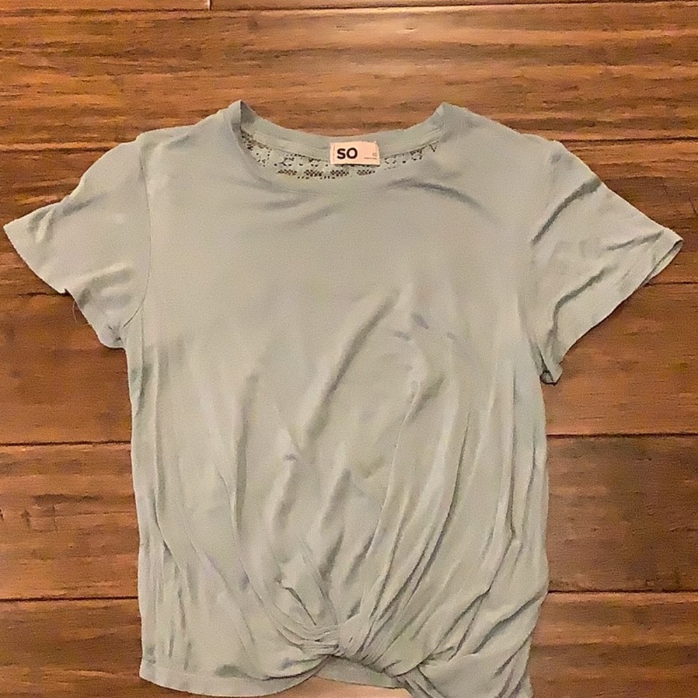 SO Light Teal Laced Knotted Tee